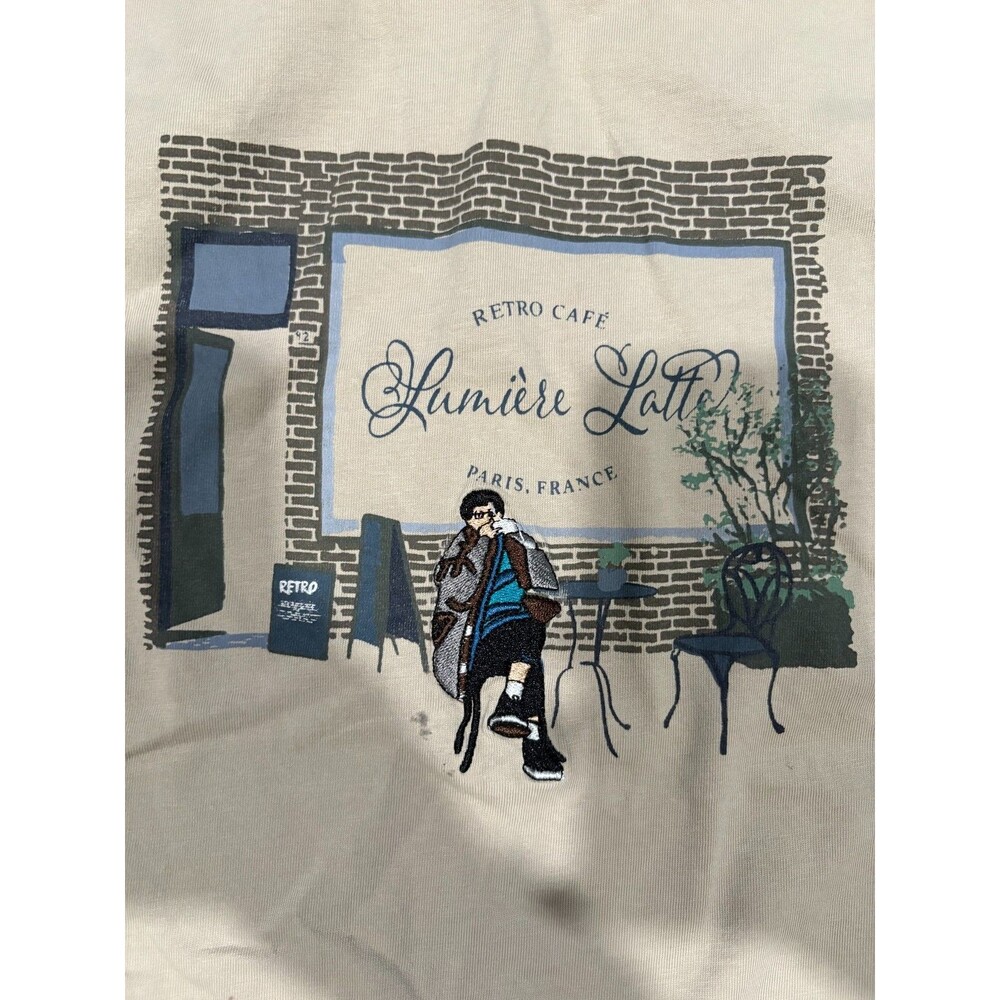 D&F Ricky Singh Lumière Latte Paris Cafe Graphic T-Shirt S Relaxed Fit Cotton - Picture 5 of 11